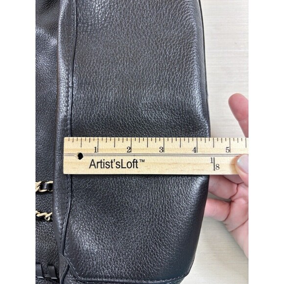 Tory Burch Marion Black Pebbled Leather 2-Way Whipstich Chain Strap Shoulder Bag - Picture 13 of 16